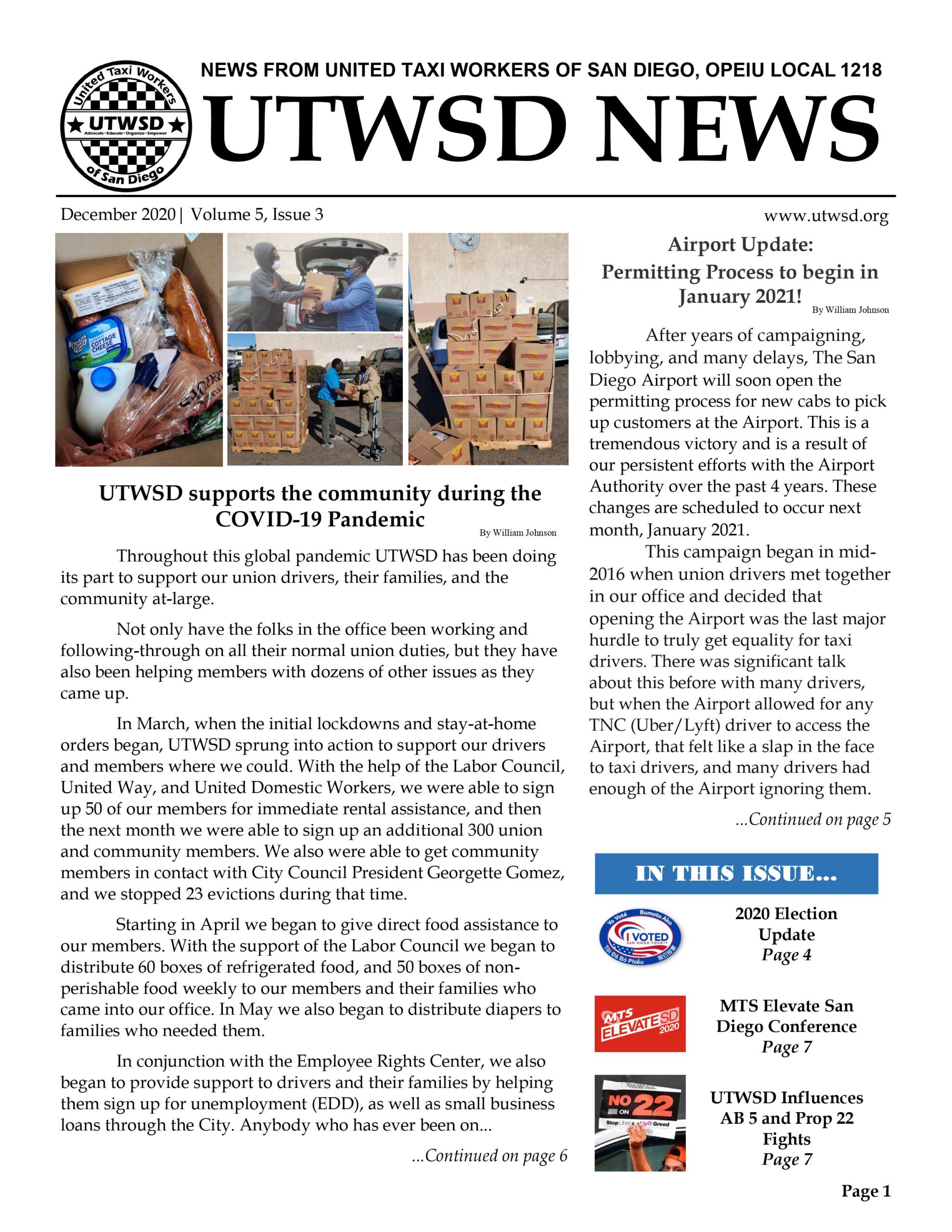 December 2020 UTWSD Newsletter