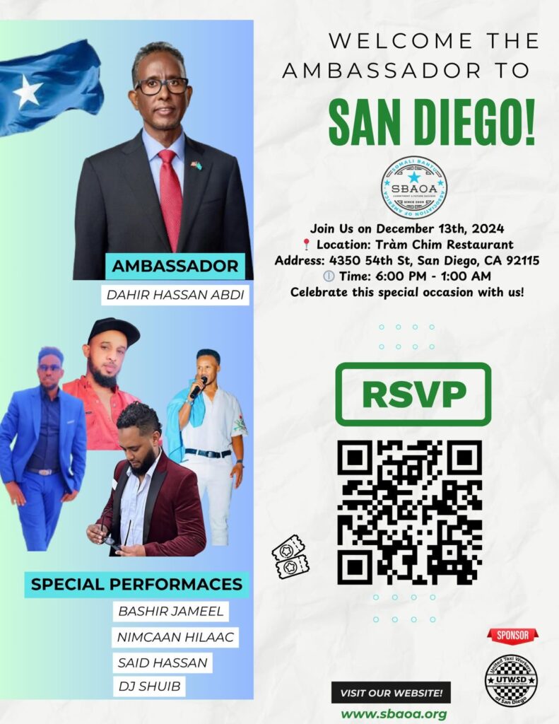 Welcome the Ambassador of Somalia – Dahir Hassan Abdi to San Diego!